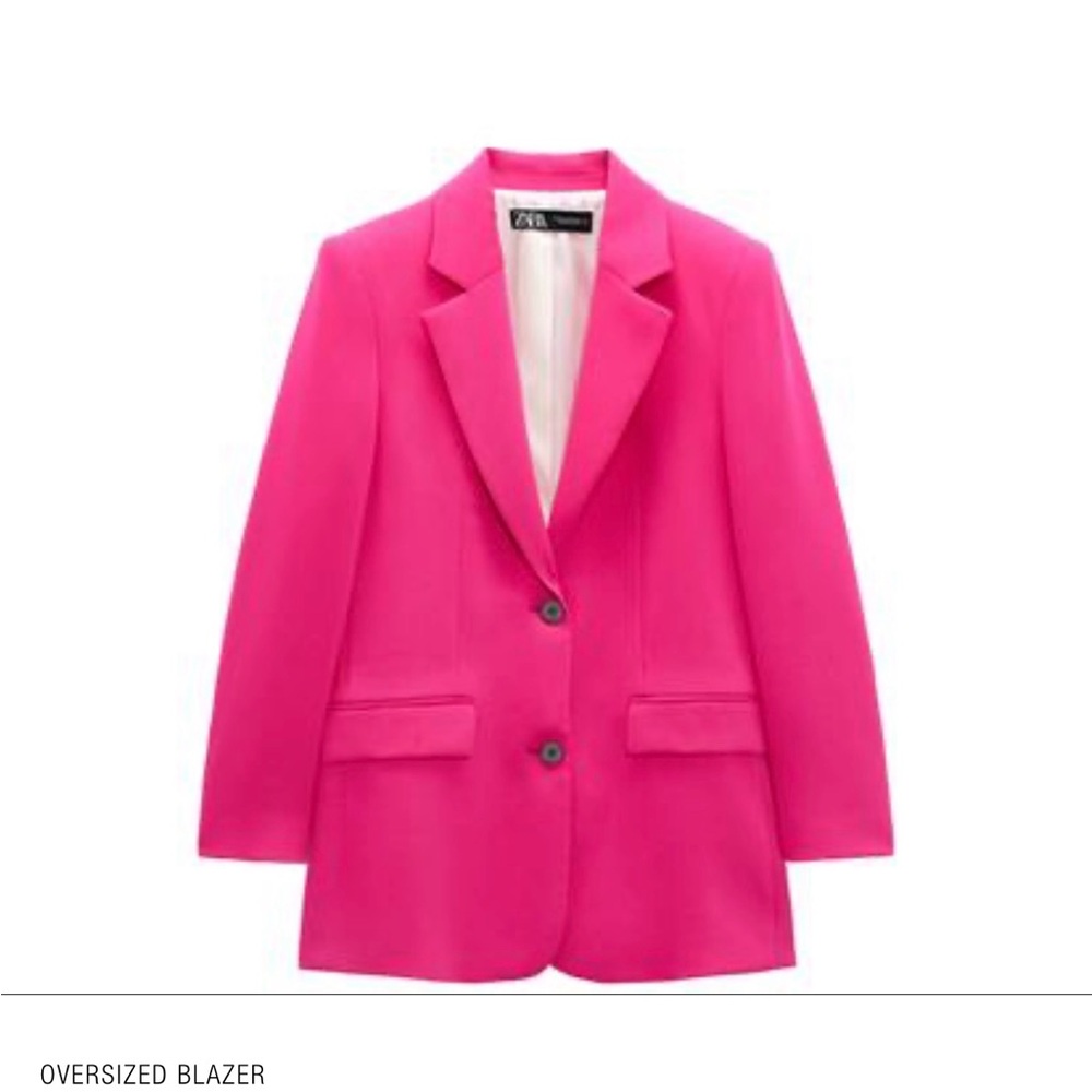 ZARA Oversized Fuchsia Lined Blazer - small
